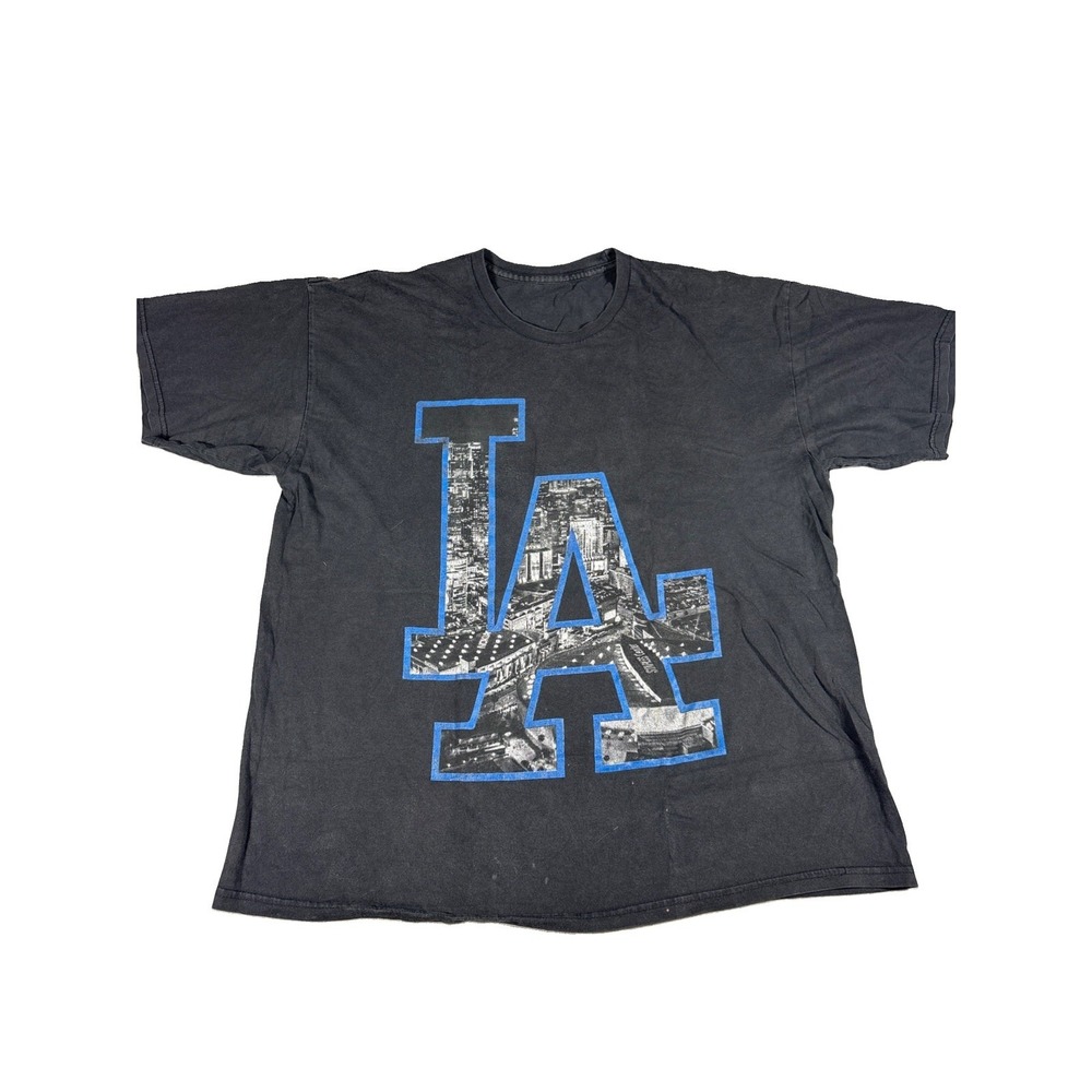 Los Angeles Dodgers T-Shirt Mens Black MLB Baseball LA Cityscape Logo Tee